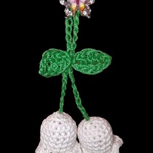 Handcrafted White and Green Crochet Earrings